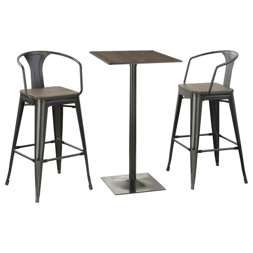 Cavalier 3-piece Square Bar Table Set Dark Elm and Black - All Brands Furniture (NJ)