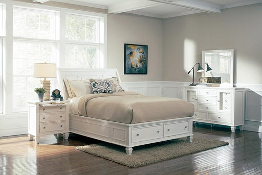 Sandy Beach 4 & 5 Piece Storage Bedroom Set with Sleigh Headboard E.King, Queen, & Cal.King - All Brands Furniture (NJ)