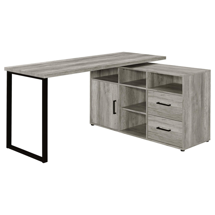 Hertford L-shape Office Desk with Storage Grey Driftwood - All Brands Furniture (NJ)