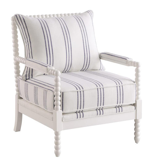 Blanchett Upholstered Accent Chair with Spindle Accent White and Navy - All Brands Furniture (NJ)
