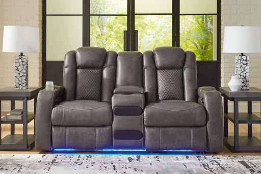 Fyne-Dyme Power Reclining Loveseat with Console - All Brands Furniture (NJ)