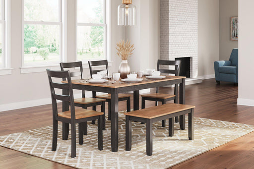 Gesthaven Dining Table with 4 Chairs and Bench (Set of 6) - All Brands Furniture (NJ)
