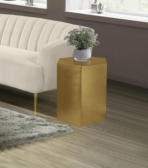 Hexagon Brushed Gold End Table - All Brands Furniture (NJ)