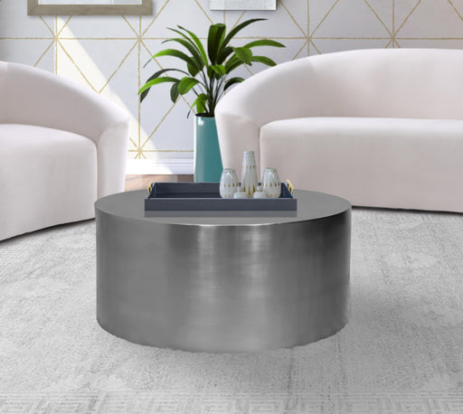 Cylinder Brushed Chrome Coffee Table - All Brands Furniture (NJ)