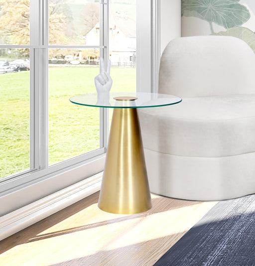 Glassimo Brushed Gold End Table - All Brands Furniture (NJ)