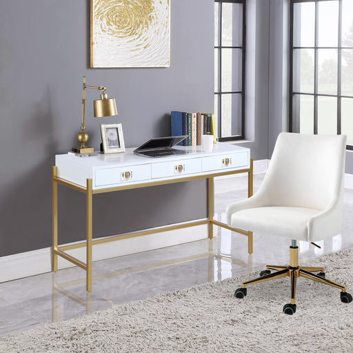 Abigail White / Gold Desk/Console - All Brands Furniture (NJ)