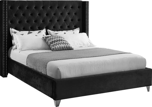 Aiden Black Velvet King Bed - All Brands Furniture (NJ)