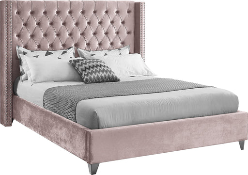 Aiden Pink Velvet Queen Bed - All Brands Furniture (NJ)