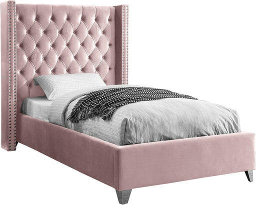Aiden Pink Velvet Twin Bed - All Brands Furniture (NJ)