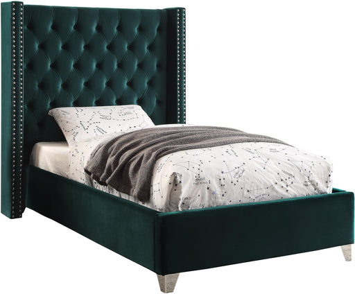 Aiden Green Velvet Twin Bed - All Brands Furniture (NJ)