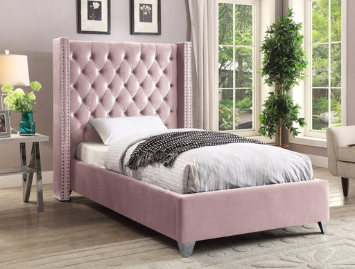 Aiden Pink Velvet Twin Bed - All Brands Furniture (NJ)