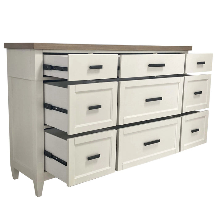 Parker House Americana Modern Bedroom Queen Platform Bed 2 Nightstands and Dresser with Mirror