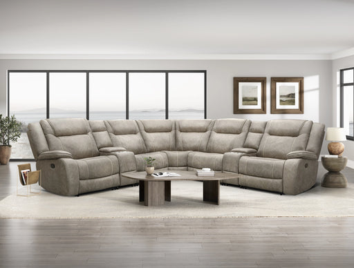 Parker Living Blake - Desert Taupe 7 Piece Modular Reclining Sectional and Entertainment Console