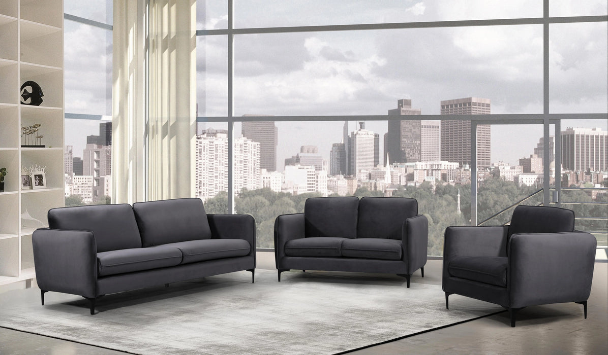 Poppy Grey Velvet Loveseat