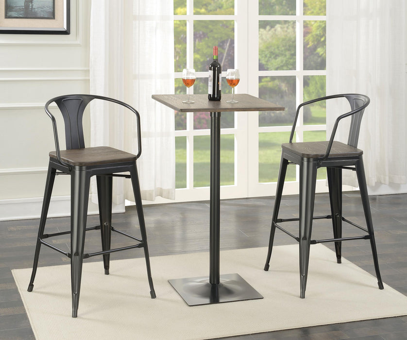 Cavalier 3-piece Square Bar Table Set Dark Elm and Black - All Brands Furniture (NJ)