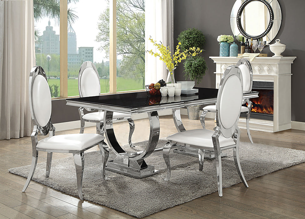 Antoine Rectangular Glass Top Dining Set Chrome - All Brands Furniture (NJ)