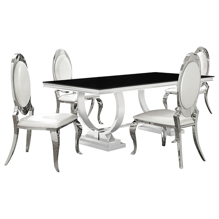 Antoine Rectangular Glass Top Dining Set Chrome - All Brands Furniture (NJ)