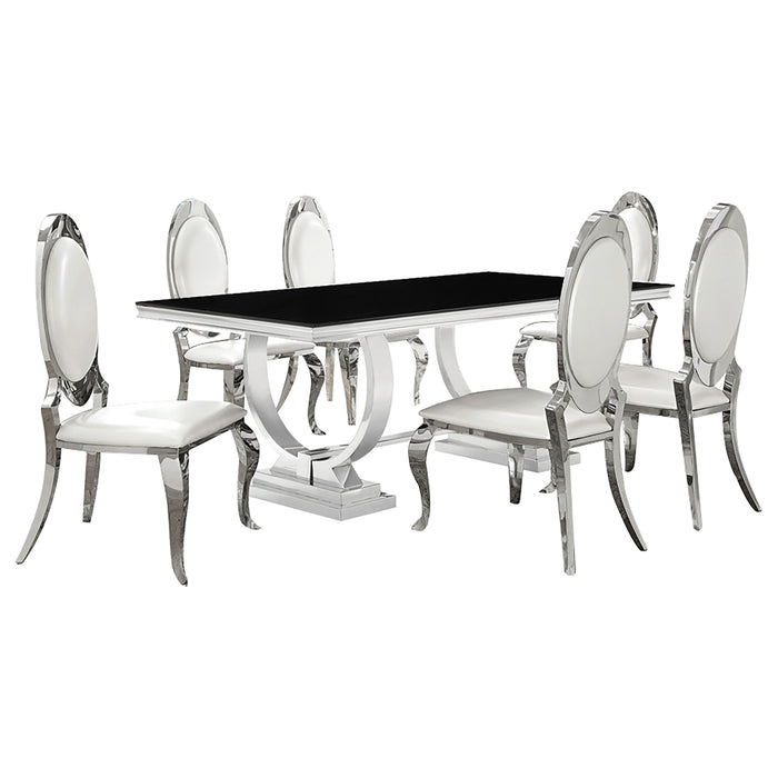 Antoine Rectangular Glass Top Dining Set Chrome - All Brands Furniture (NJ)