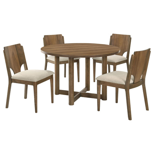 Crestmore 5-piece 46-inch Round Wood Dining Table Set Walnut - All Brands Furniture (NJ)