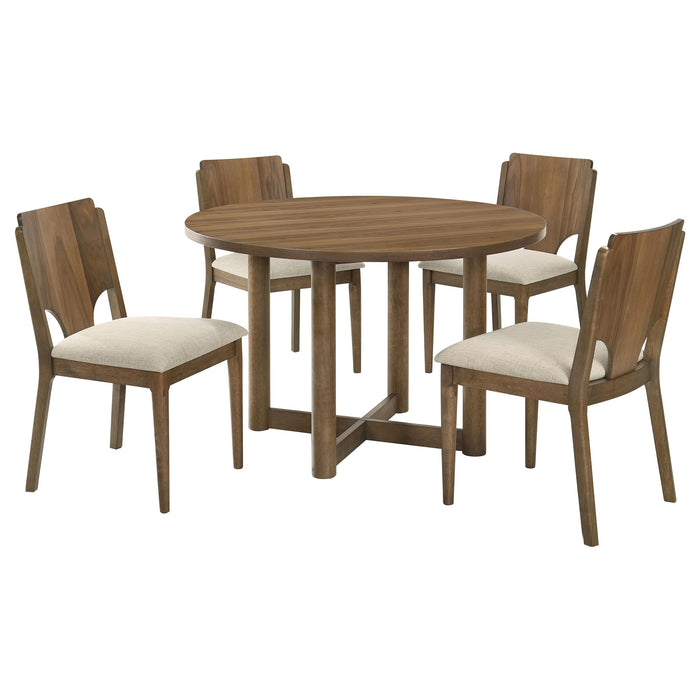 Crestmore 5-piece 46-inch Round Wood Dining Table Set Walnut - All Brands Furniture (NJ)