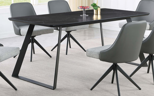 Smith Rectangle Ceramic Top Dining Table Black and Gunmetal image