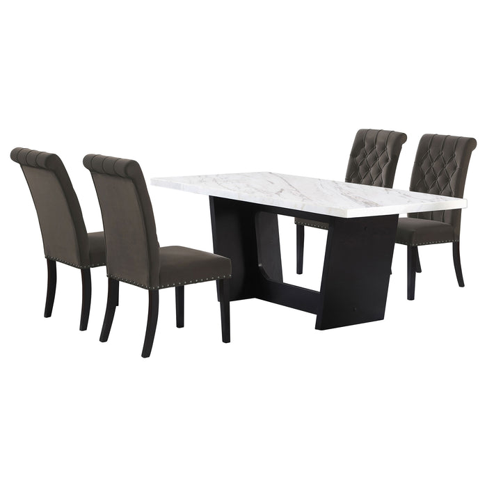 Sherry Rectangular Marble Top Dining Table set - All Brands Furniture (NJ)