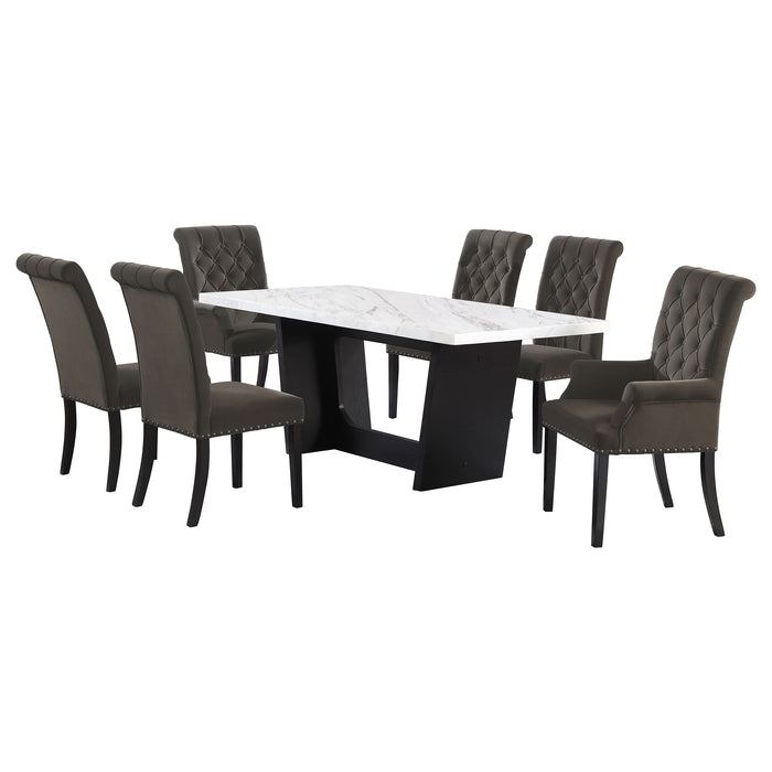 Sherry Rectangular Marble Top Dining Table set - All Brands Furniture (NJ)