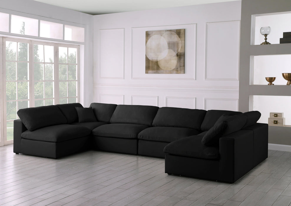 Plush Black Velvet Standard Cloud Modular Sectional