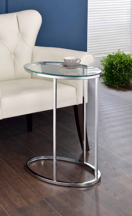 Kyle Oval Snack Table Chrome and Clear - All Brands Furniture (NJ)