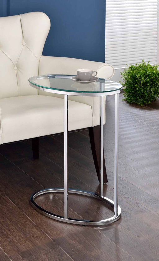 Kyle Oval Snack Table Chrome and Clear - All Brands Furniture (NJ)