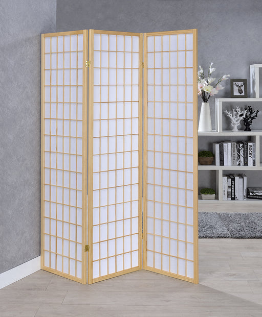 Carrie 3-panel Folding Screen Natural and White - All Brands Furniture (NJ)