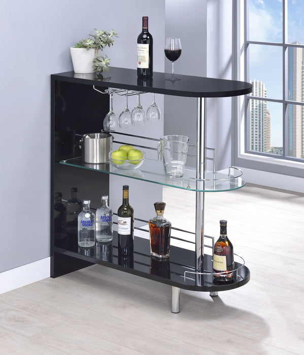 Adolfo 3-tier Bar Table Glossy Black and Clear - All Brands Furniture (NJ)