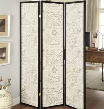 Felice 3-panel French Script Print Folding Screen Espresso - All Brands Furniture (NJ)