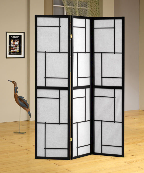Damis 3-panel Folding Floor Screen Black and White - All Brands Furniture (NJ)