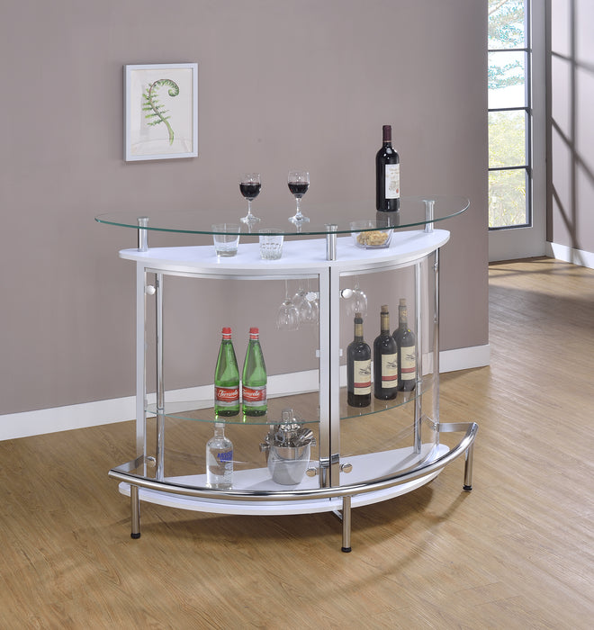 Amarillo 2-tier Bar Unit White and Chrome - All Brands Furniture (NJ)