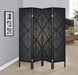 Haidera 4-panel Damask Pattern Folding Screen Black - All Brands Furniture (NJ)