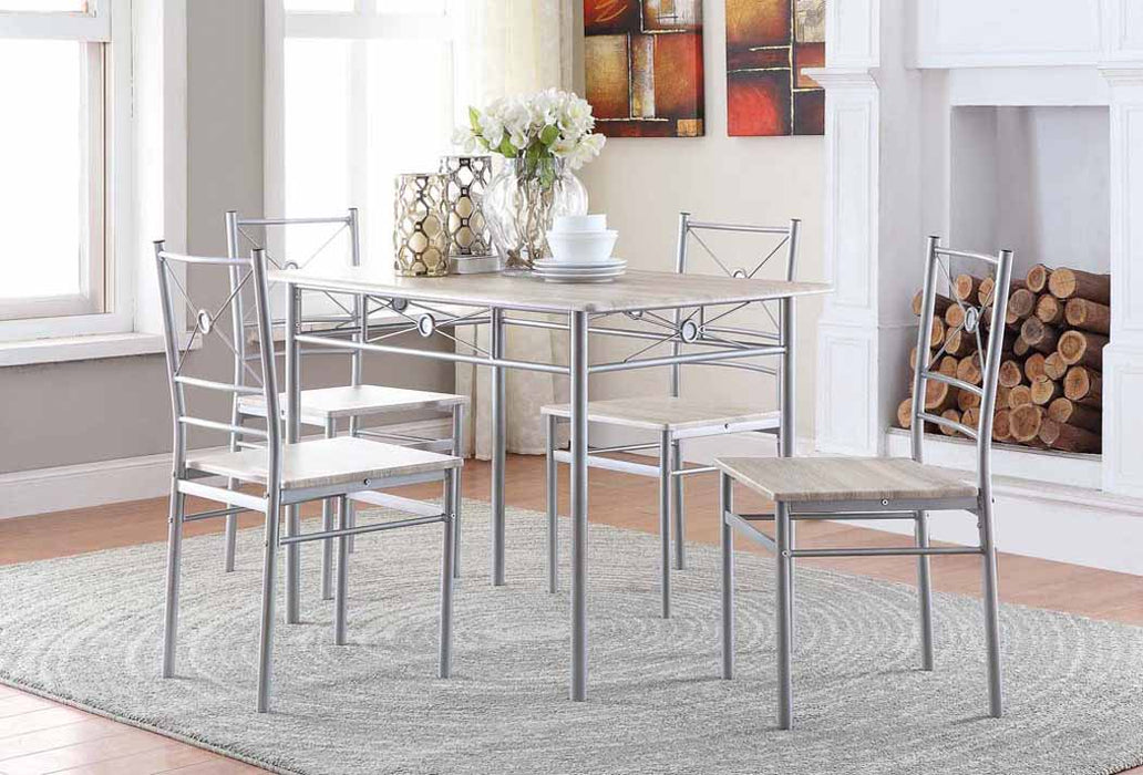 Anna Fontana 5-piece Rectangular Dining Set Brushed Silver - All Brands Furniture (NJ)