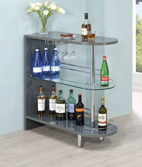 Adolfo 3-tier Bar Table Glossy Grey and Clear - All Brands Furniture (NJ)