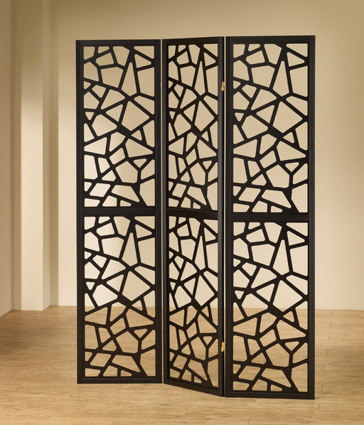 Nailan 3-panel Open Mosaic Pattern Room Divider Black - All Brands Furniture (NJ)