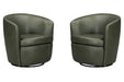 Parker Living Barolo 100% Italian Leather Swivel Club Chair Two Pack