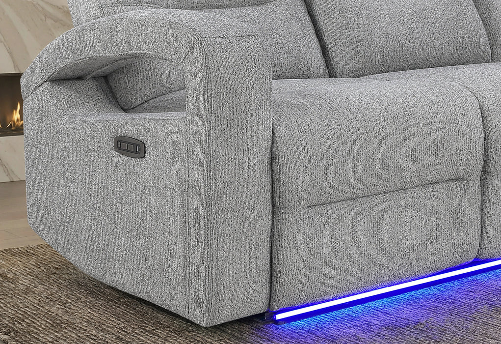 U6611 Grey 15 Power Reclining Sofa/Power Console Reclining Loveseat
