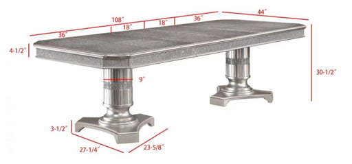 Crown Mark Klina Glam 2-Leaf Dining Table in Light Gray - All Brands Furniture (NJ)