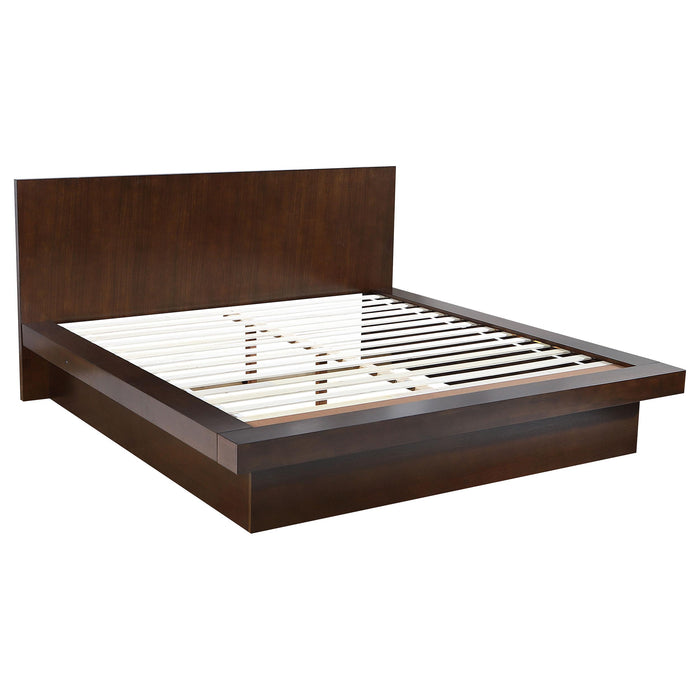 Jessica Eastern King & Queen Platform Bed with Rail Seating Cappuccino - All Brands Furniture (NJ)