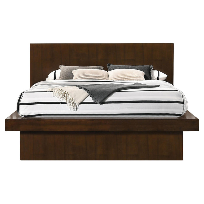 Jessica Eastern King & Queen Platform Bed with Rail Seating Cappuccino - All Brands Furniture (NJ)