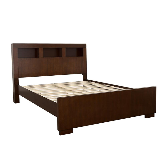 Jessica California King, E.king, & Queen Bed with Storage Headboard Cappuccino - All Brands Furniture (NJ)