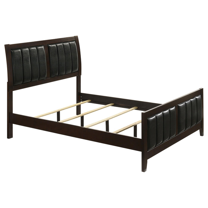 Carlton Full & Twin Upholstered Panel Bed Cappuccino and Black - All Brands Furniture (NJ)