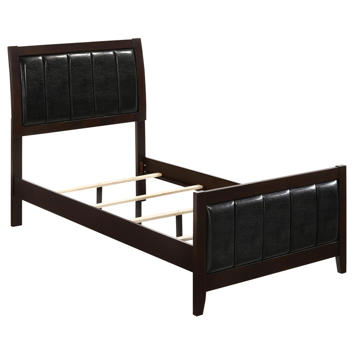 Carlton Full & Twin Upholstered Panel Bed Cappuccino and Black - All Brands Furniture (NJ)
