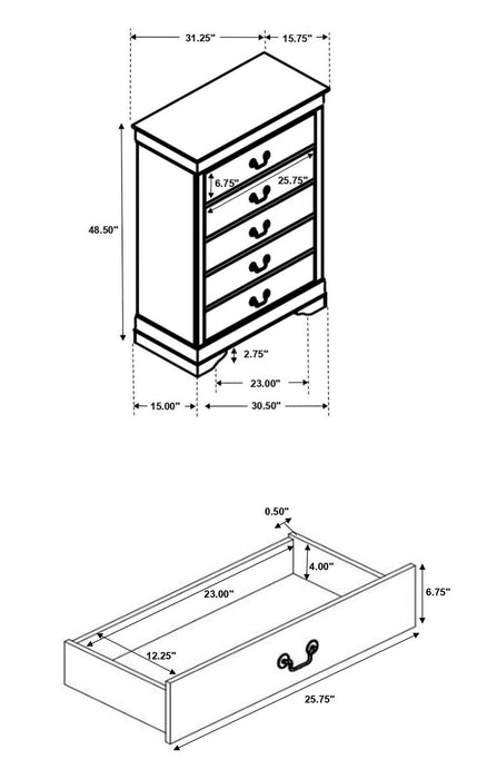 Louis Philippe 4 & 5 Piece Panel Bedroom Set with High Headboard E.king & Full - All Brands Furniture (NJ)