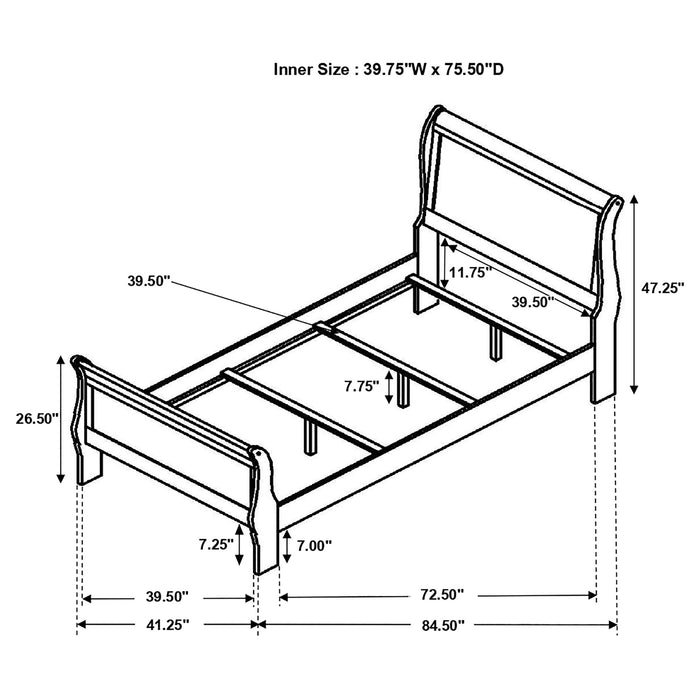 Louis Philippe Sleigh Panel Bed - All Brands Furniture (NJ)