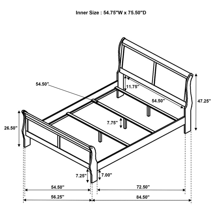 Louis Philippe Sleigh Panel Bed - All Brands Furniture (NJ)